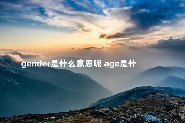 gender是什么意思呢 age是什么意思